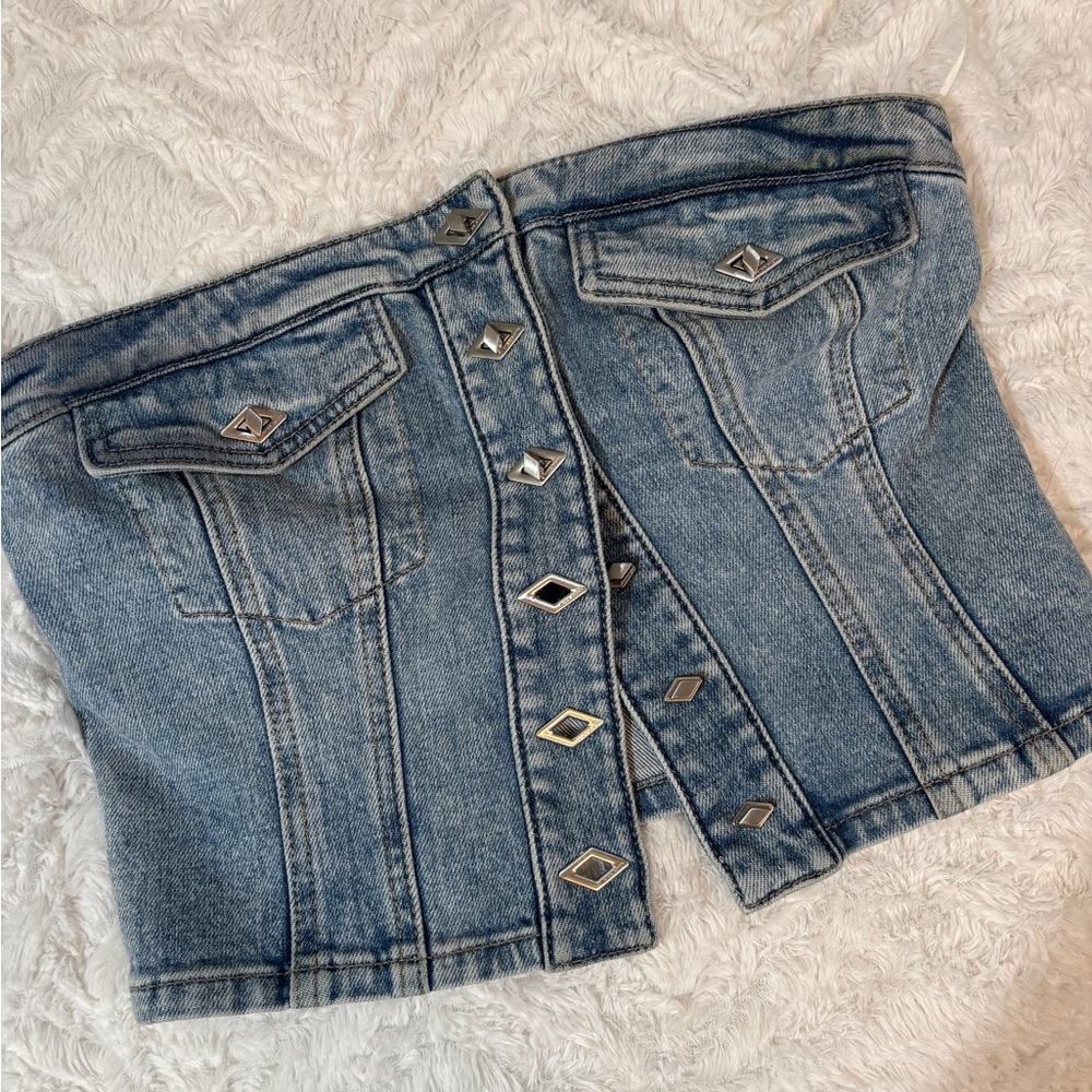 Miss Sixty Blue Denim Top with Silver Details